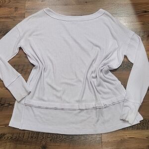 Free People We The Free North Shore Waffle Knit Long Sleeve White Tunic T Large